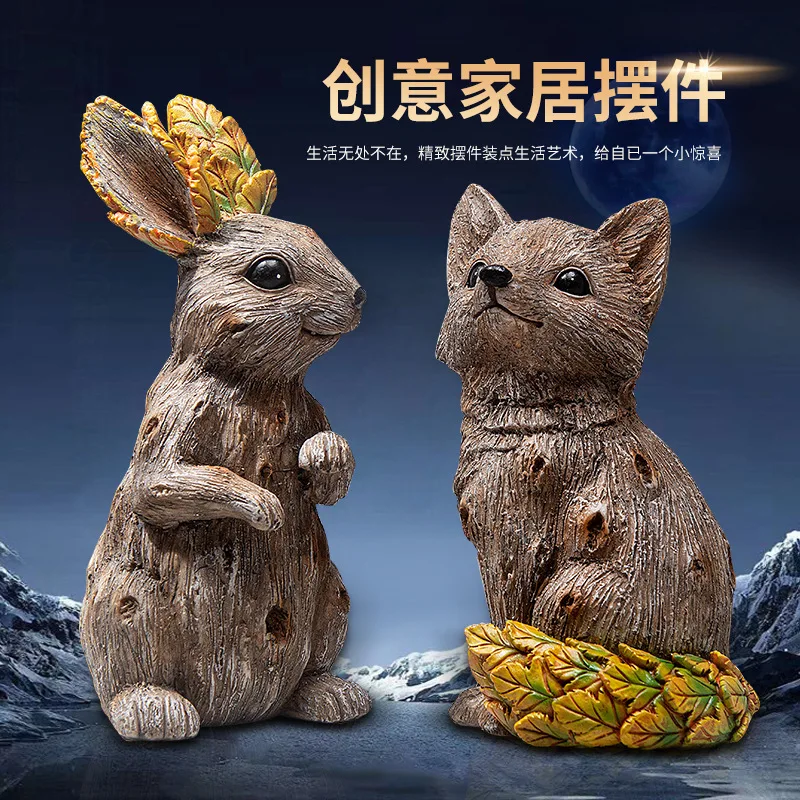 Wholesale Garden Ornaments Fun Resin Animal Figurines Easter Bunny Rabbit Statue