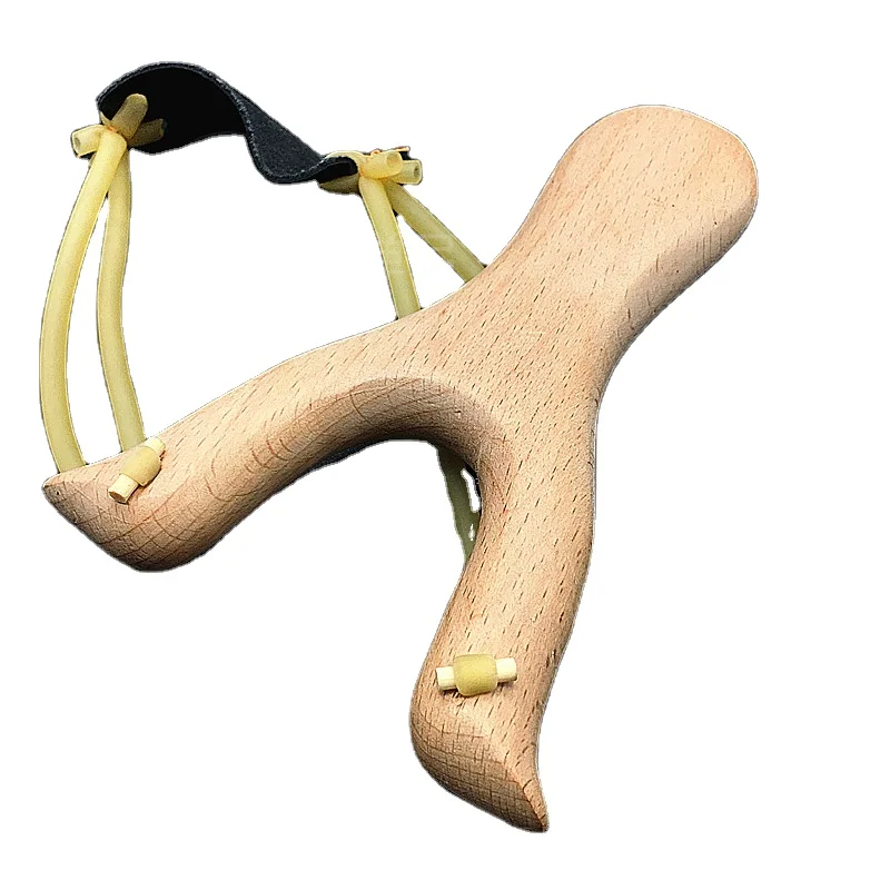 Luxury Modern Rubber Band Fishing Beech Wood Material Handle Comfort-Able Slingshot Catapult For Hunting