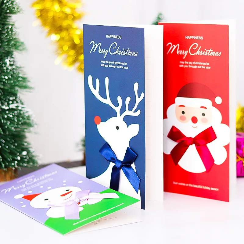 Merry Christmas Fold Small Greeting Cards Xmas Greeting Card DIY New Year Postcard Gift Card Xmas Party Decorate