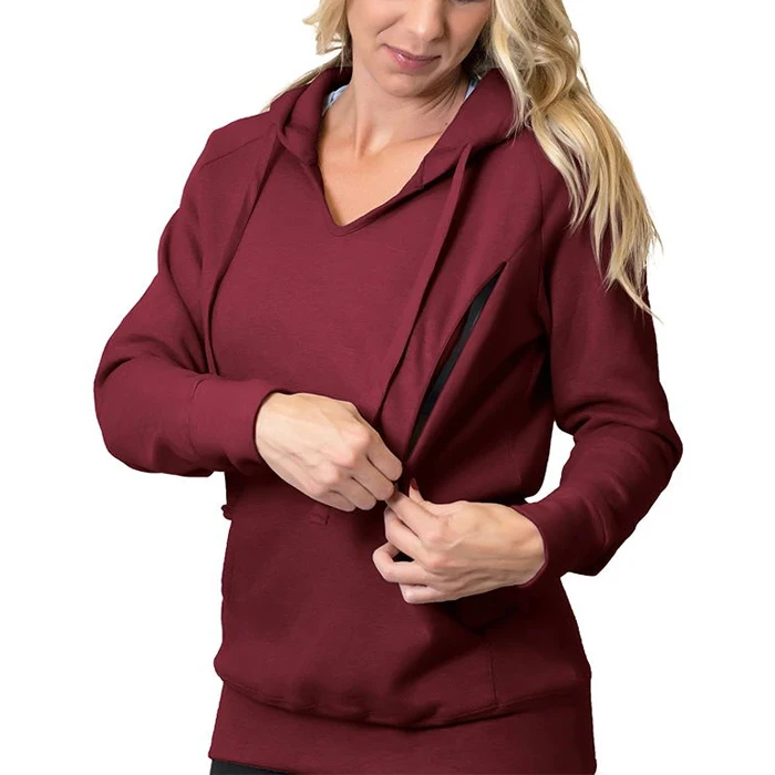 
2020 new designs maternity sportswear nursing hoodie with zip for breastfeeding 