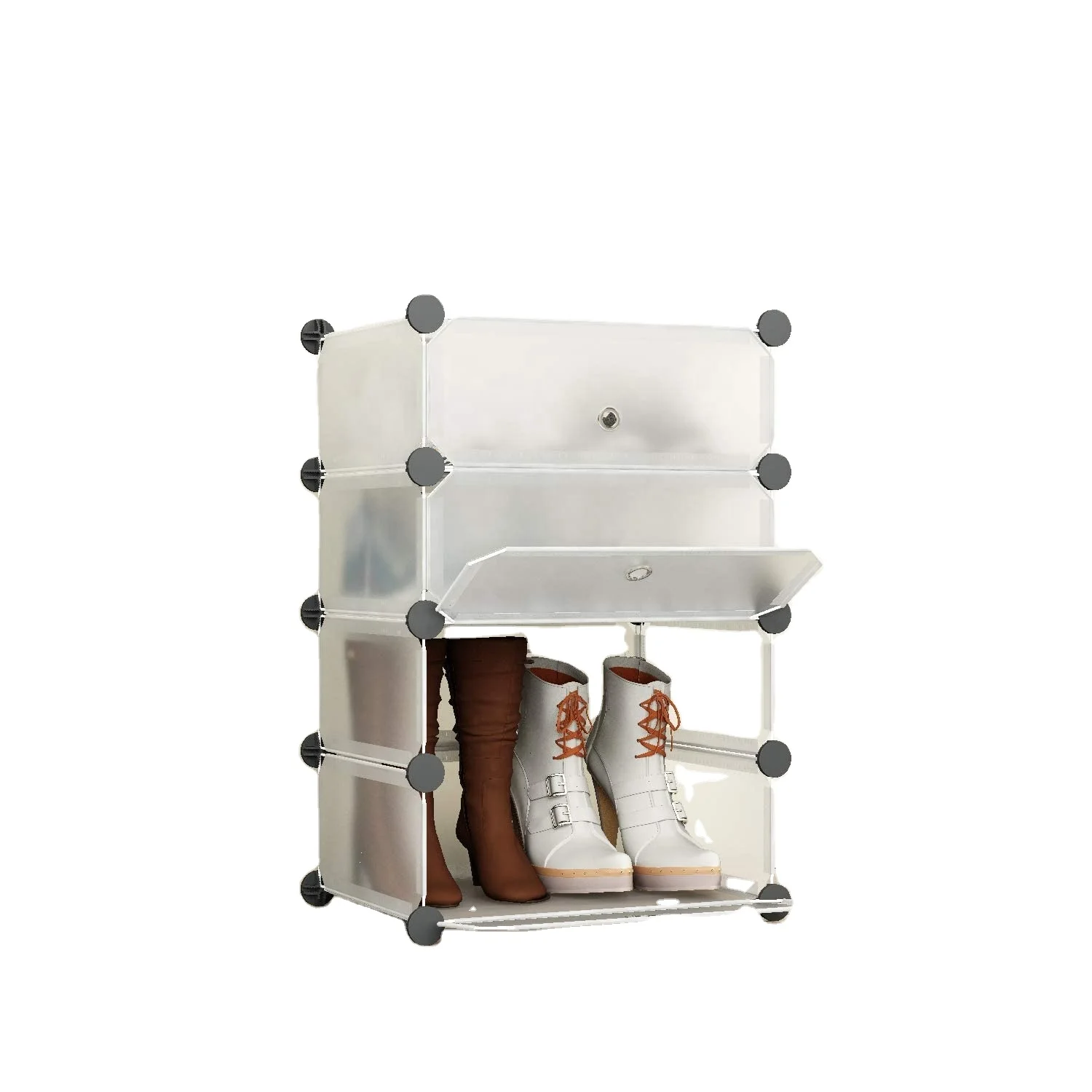 Multifunction DIY Plastic 12 Cube Shoe Rack Shoes Cabinet Wholesale Folding White Shoe Display Rack