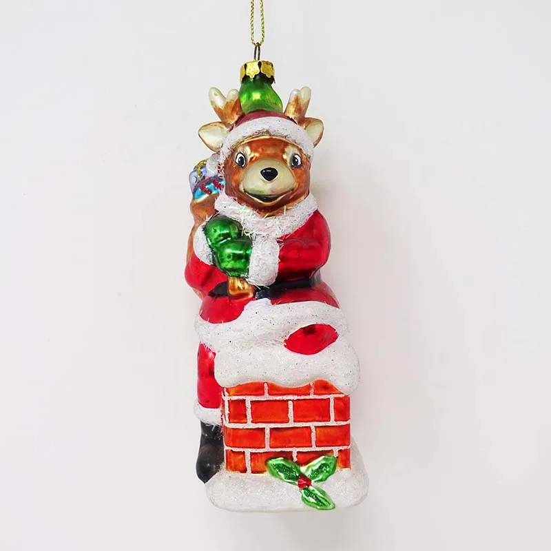 Wholesale handblown glass ornament designer cute deer backpack charm