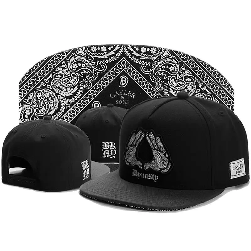 New Hip Hop Hat Brim Flat Cashew Flower Embroidered Baseball Cap Fashion Printed Men Hats Snapback Cap for Men