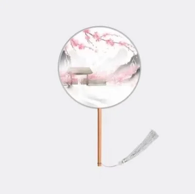  Деревянный полупрозрачный вентилятор Handfan с длинной ручкой танцевальный веер в старинном стиле вышивкой женский свадебный сувенирный подарок