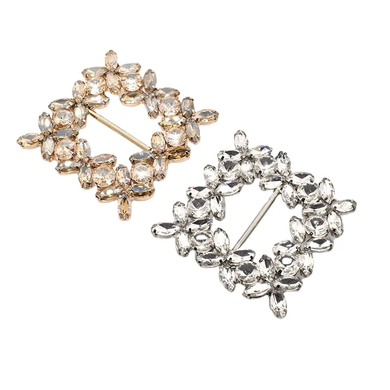 Custom  Rectangle  Rhinestone Diamante Shine Square Crystal Buckle for Purse Shoe Belt Bag Decoration Accessories