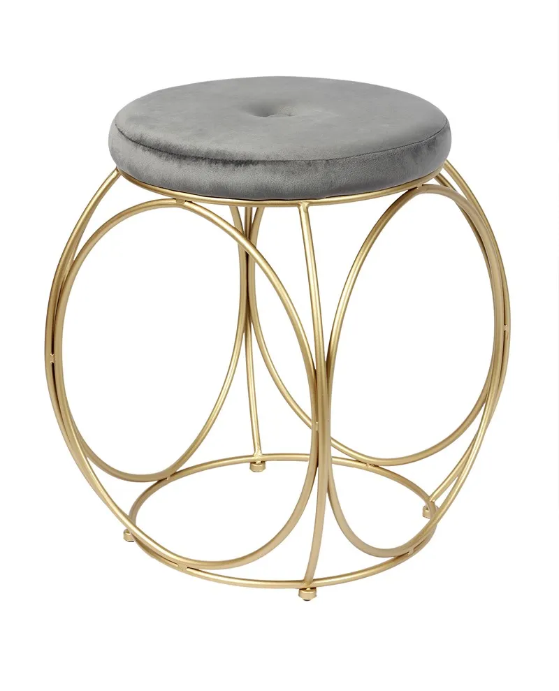 Bailey Velvet Ottoman Square Cube Foot Rest Stool with Metal Base