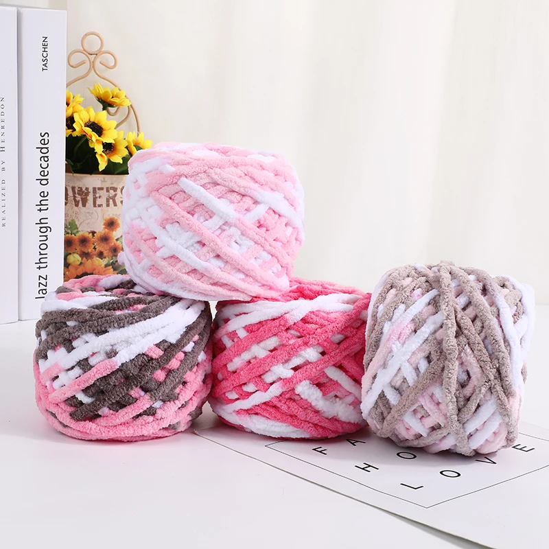 
 Factory Direct Sale DIY Braided Line Ice Striped Yarn Knitted Scarf Ice Striped Polyester Thread   (1600276061085)