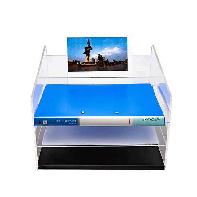 Custom size 3 tier clear acrylic display stand menu book magazine display holder