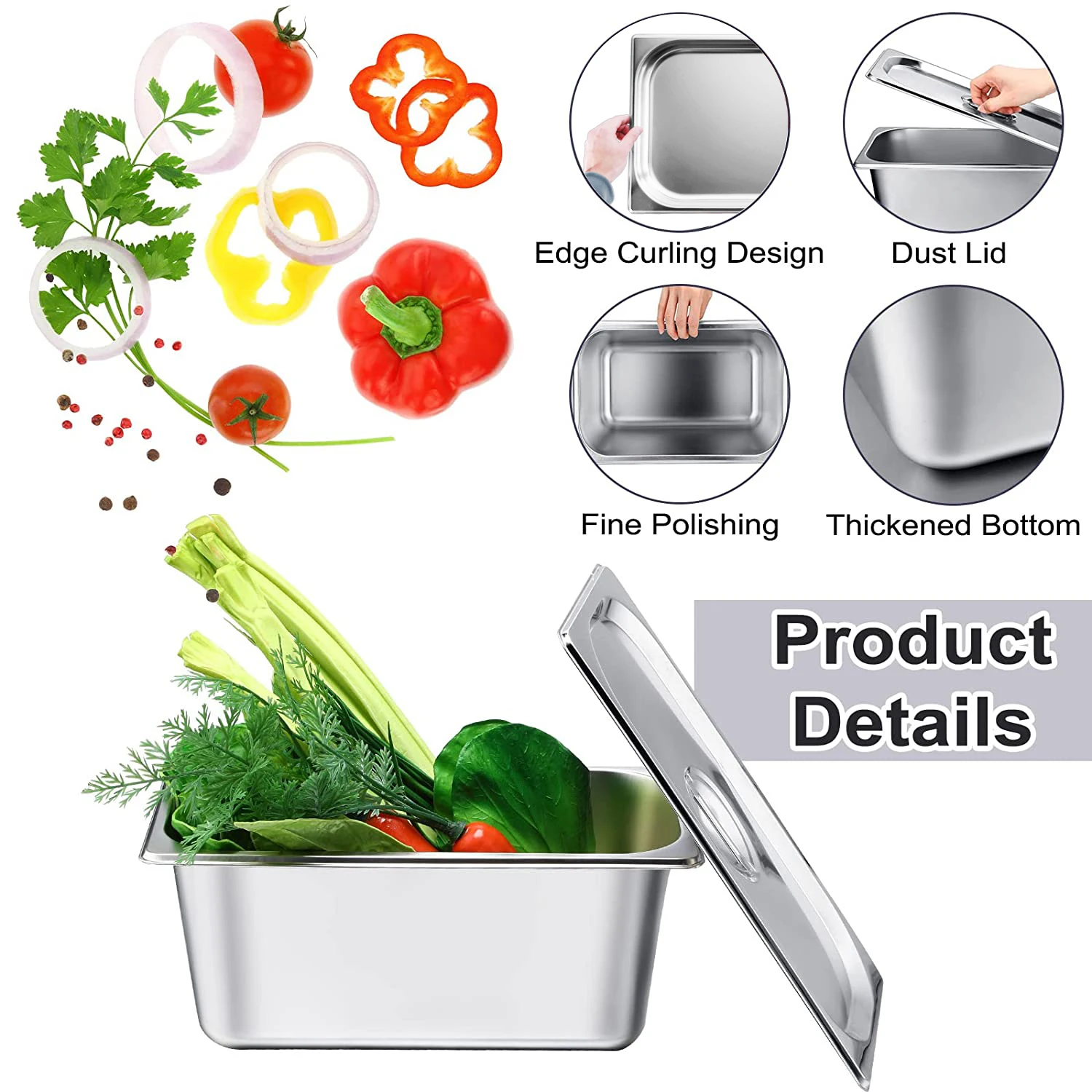 Hot Sell Full Sizes 1/1 1/2 1/3 1/4 1/6 1/9 American Style Stainless Steel Steam Table Anti Jam Thickened GN Food Pan
