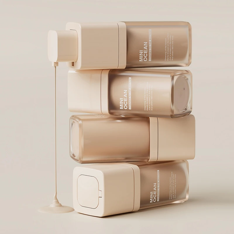 PP Airless Bottle Lotion Cosmetic Skin Care Packaging Pump Bottle Custom 15ml 30ml 50ml Cartons Gold Cosmetic Mini Bottles AS/PP