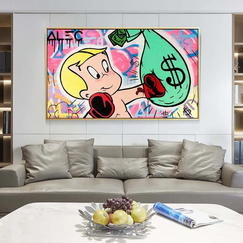 Alec Monopoly Oil Painting on Canvas hand painted Pop art paintings money art pictures Graffiti art Wall Decor design