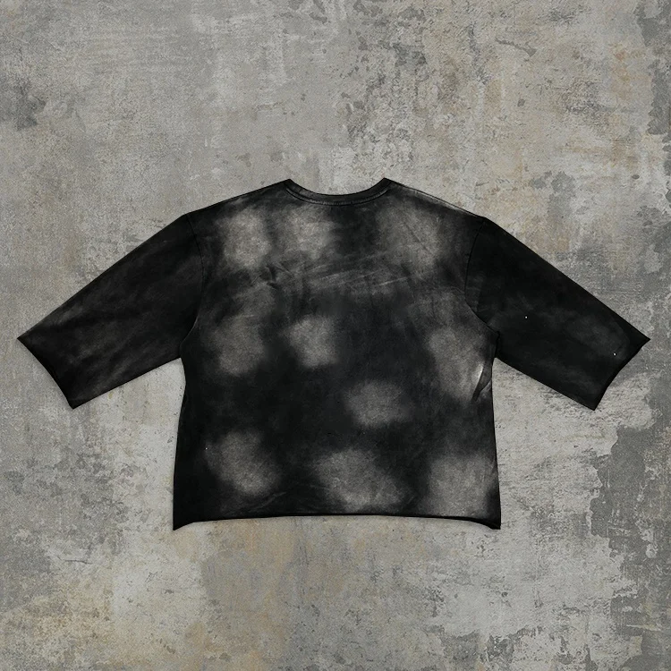 Custom heavyweight t-shirts sun faded fade oversized boxy cropped tee streetwear t shirt men tshirts
