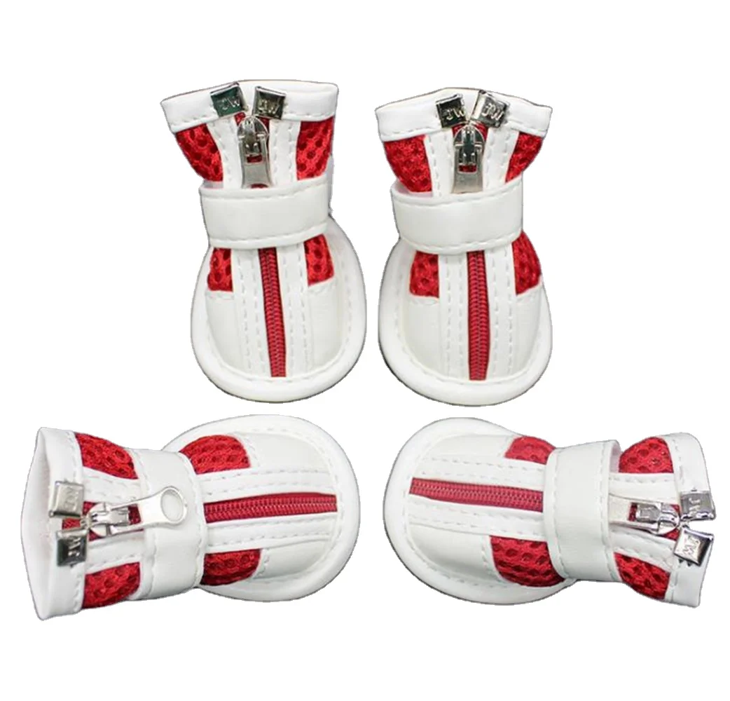 Pet Mesh Shoes Cat and Dog Sneakers with Zipper and Magic Tape Anti-slip Design Breathable Pet Apparel