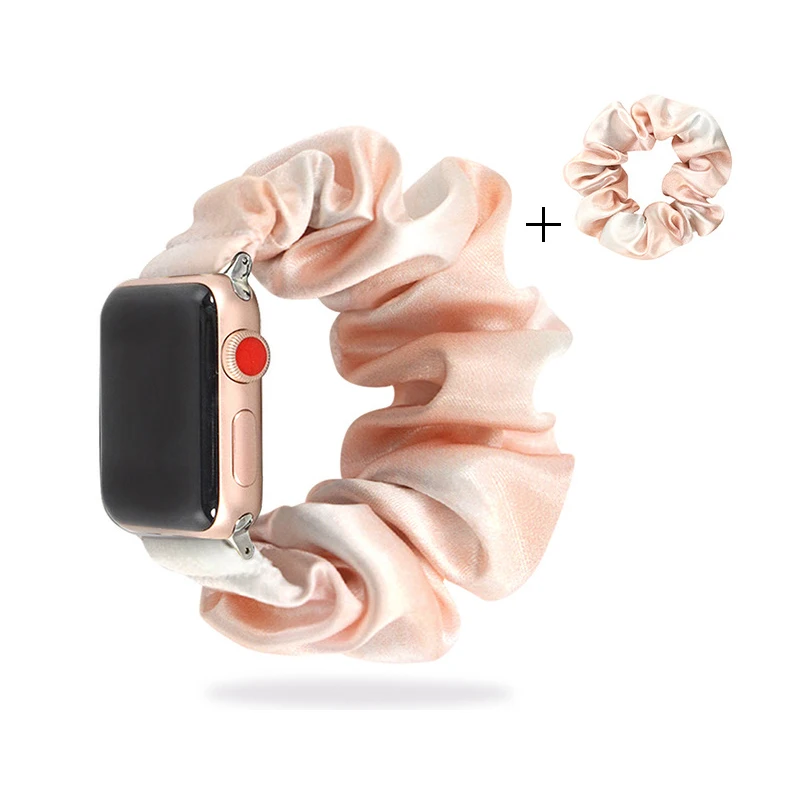 Wholesale Price 2 in 1 Set Watch Strap & Scrunchy Hair Bands Headband Apple Watch Bands  Hair Tie Scrunchy Hair Ties For Women