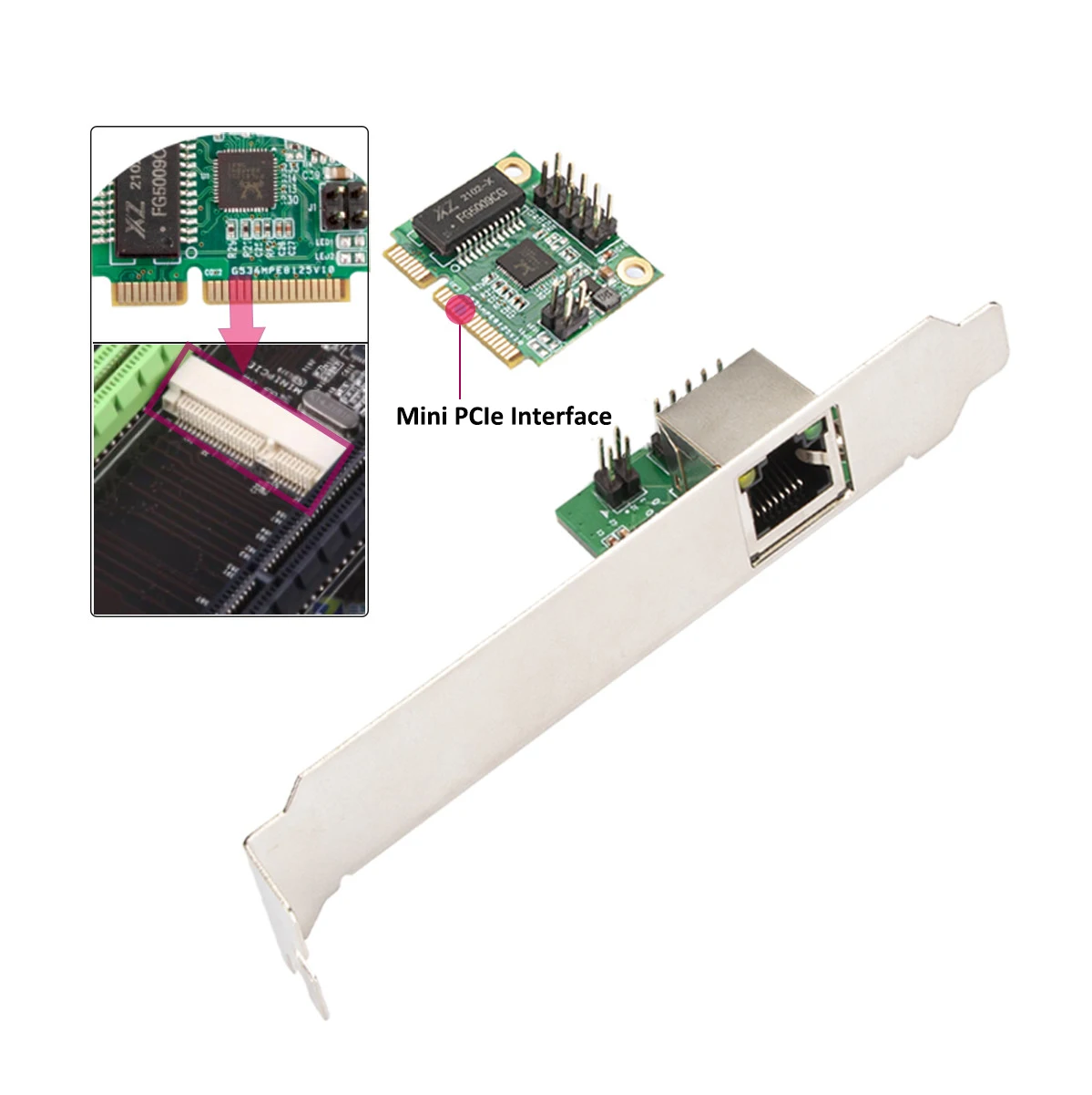 Mini PCIe Gigabit Network Adapter 10M/100M/1000M Mini PCIE Ethernet Card RJ45 LAN Controller Card