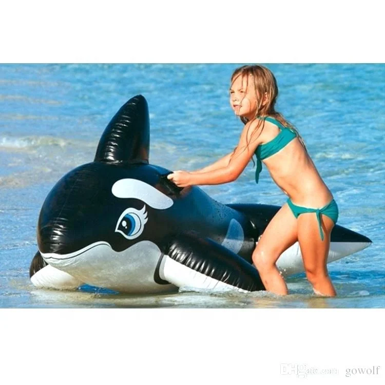 advertising black dolphin inflatable floating animal rider