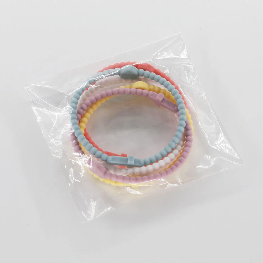 5 Pc/Set Bohemian Jewelry Elastic Religious Cross Love Colorful Silicone Beads Bracelets Set New Arrival 2024