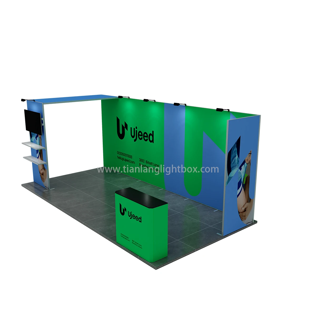 TianLang 10x20 portable trade show stand with toolless modular aluminum frames 3x6 exhibition booth display