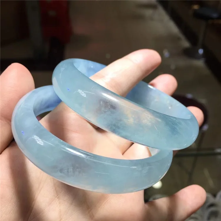 Genuine AAA High Quality Crystal Quartz Gem Natural  Aquamarine Bracelets Green Jade Madagascar Rose Quartz Bangle For WomaN