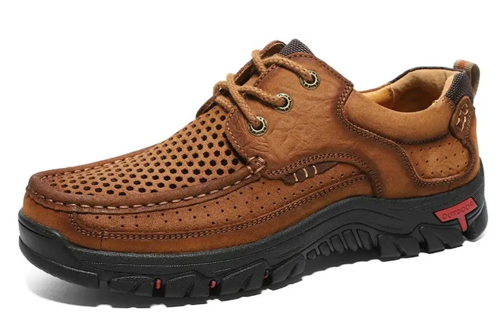 
2019 fashion sneakers men lace-up retro flat casual hiking shoes breathable genuine cow leather slip on men sport shoes 
