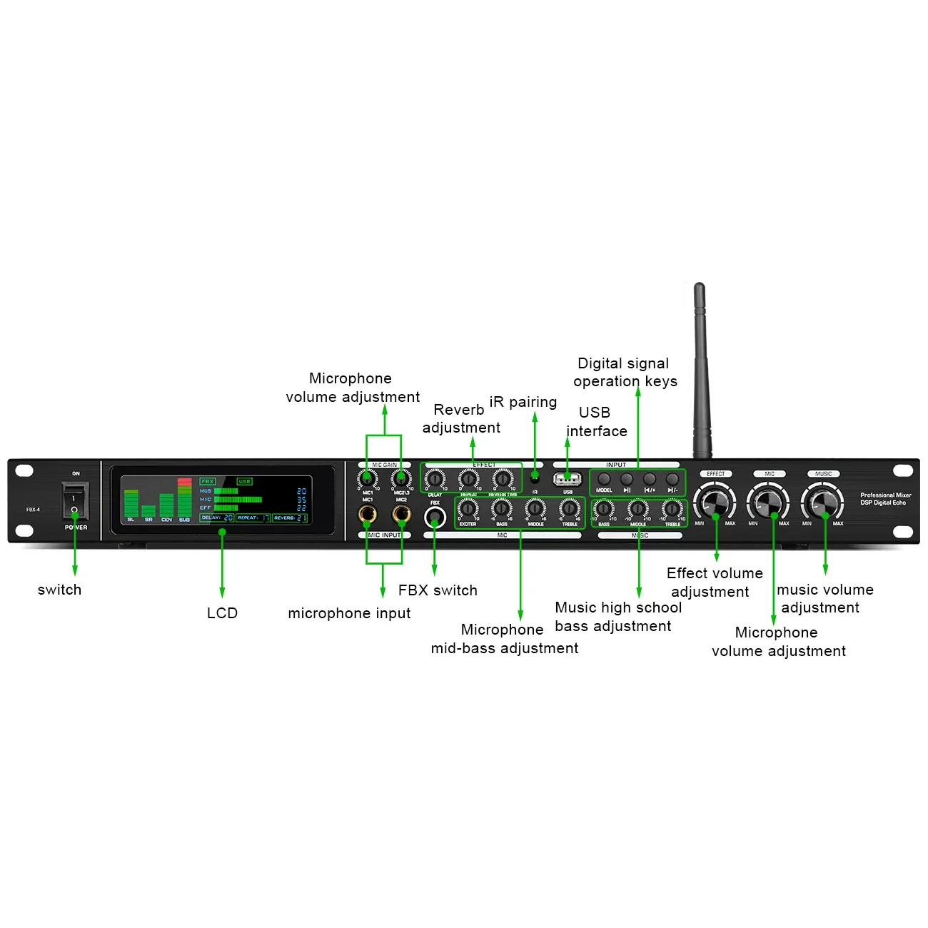 FBX-4 Stage Performance dj Equipment Effect Sound Professional Digital Speaker Audio DSP Processor