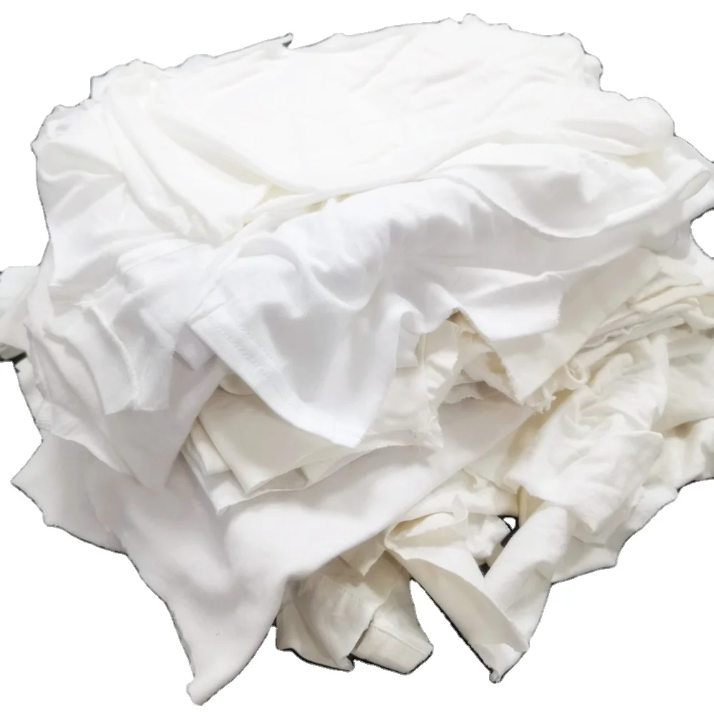 General cleaning 35-55cm waste cloth cut pieces white t shirt industria cotton rags