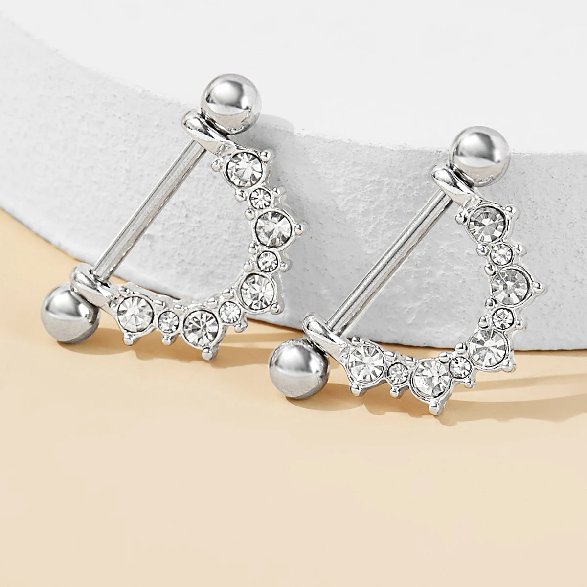 Luxury Shinning Rhinestones Unique Nipple Ring Surgical Titanium Piercing Jewelry Kit