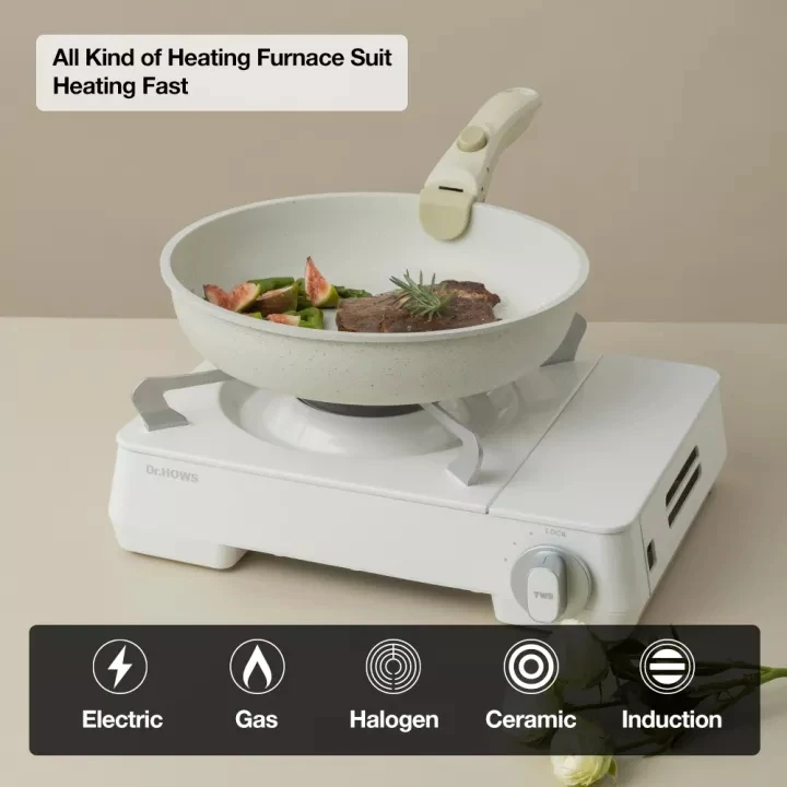 Carote Eight Mile Place Collection, Handle Removable Non-stick Cookware Set, Including 20&26cm Frying pan + 18cm Saucepan