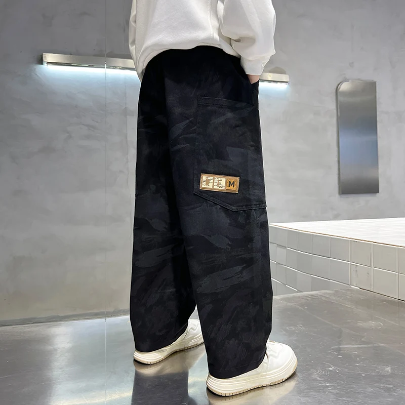 2024 New Arrival Boys Pants for Big Boys Cotton Teenage Waist Cargo Pants Fashion Camouflage Sweatpants 6 8 10 12 Years