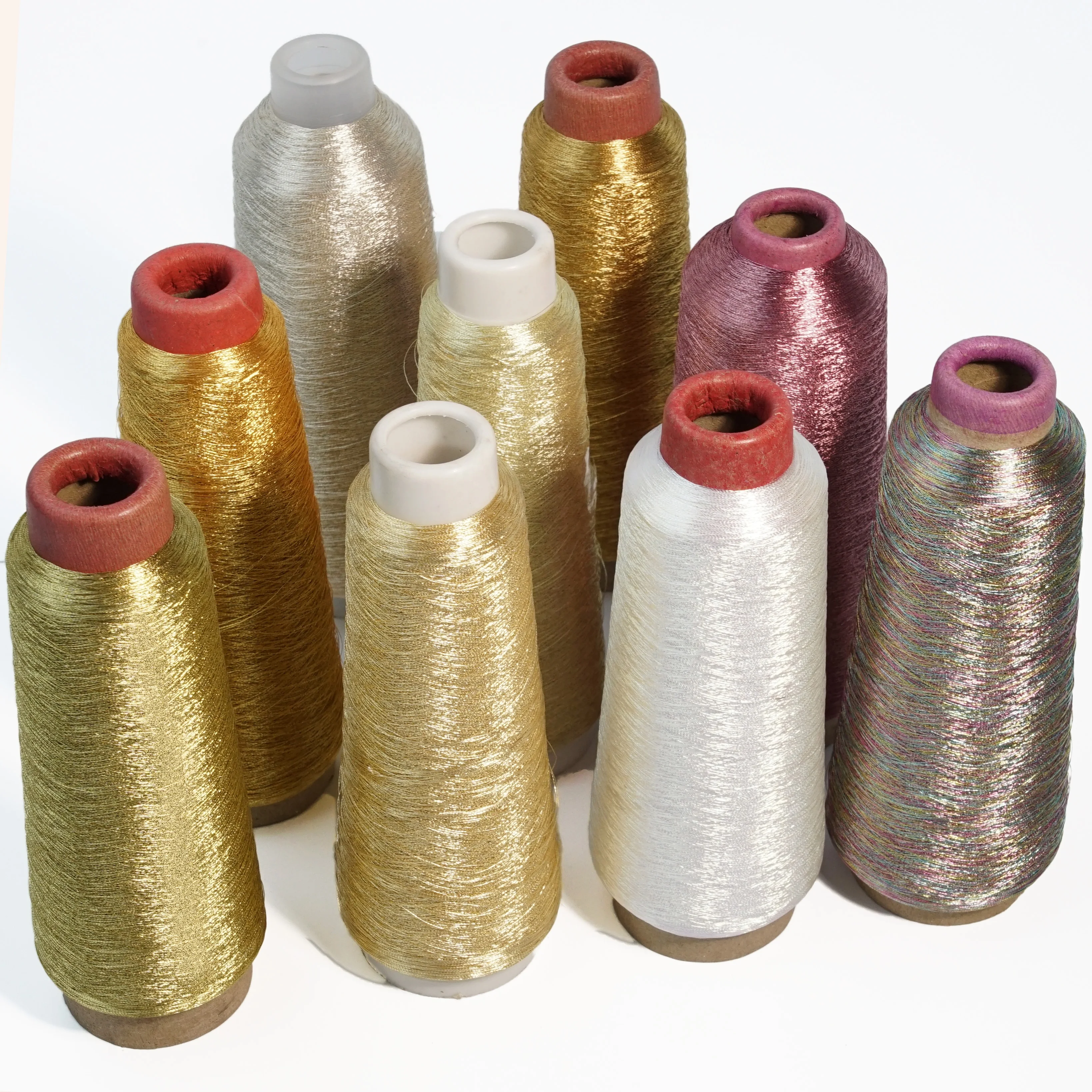 Wholesale Machine embroidery thread MS-TYPE 150D 300D EMB thread knitting Colorful Metallic Yarn for Embroidery