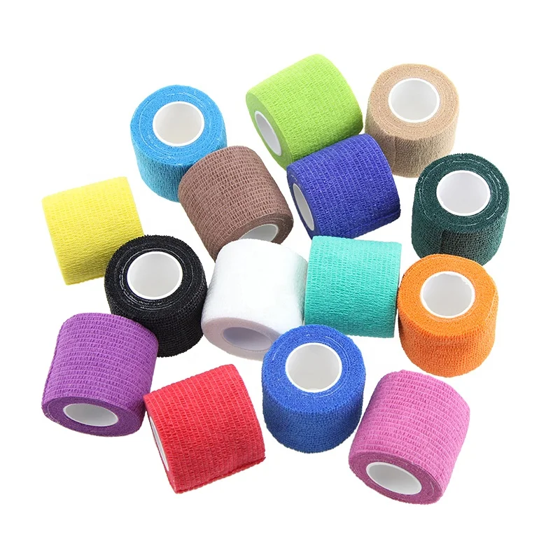 Factory high quality colorful medical sports self adhesive nonwoven cohesive elastic bandage