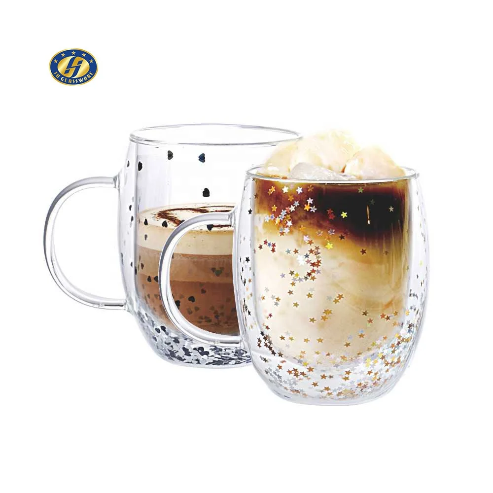 Новое поступление 2021, кофейные кружки со звездами 13 унций и изолированными двойными стенками, стеклянная кружка с двойными стенками