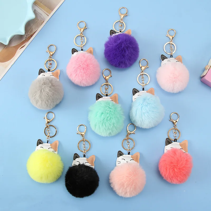 Factory direct selling high-quality wholesale cheap cartoon cat lady box chartered car key pendant plush key chains