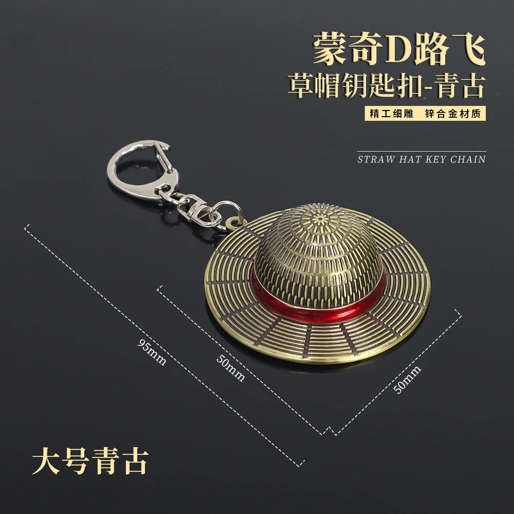 4 Designs Anime Monkey D Luffy Straw Hat Metal Pendant Keychain Charms Creative Cartoon Character Metal Craft Keychain Ornaments