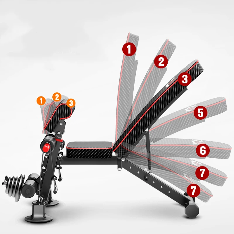 Adjustable Fitness Bench with Handle, Q235 Steel dumbbell bench For Strength Training Home Multi Gym Equipment