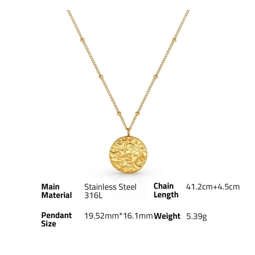 Chris April vintage Stainless steel PVD plated satellite chain organic texture bumpy pendant necklace