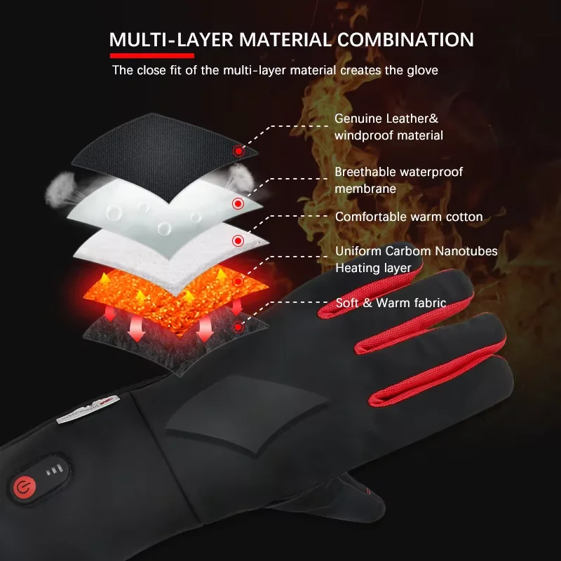 7.4V Heated Gloves Rechargeable Battery Usb Electric Heated Gloves With Touch Screen Design