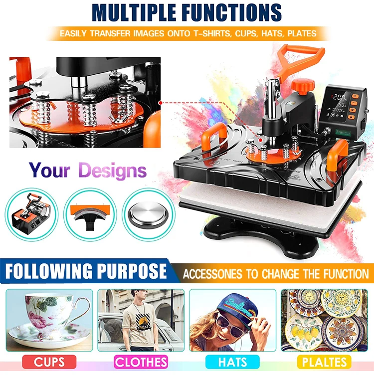 Freesub 8 в 1 комбо тепла пресс машина Кружка футболка sublimation machine t-рубашка печатная P8100-8
