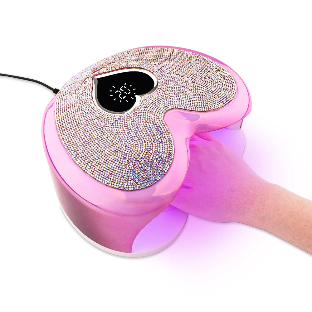 White heart shape 96W Hybrid Pro Cure UV-LED Nail Lamp Dual red light gel polish machine with custom logo