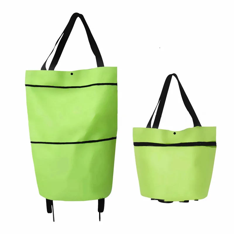 Foldable Trolley Sundries Bag Shopping Cart Reusable Grocery Shopping Box Bags with Wheels