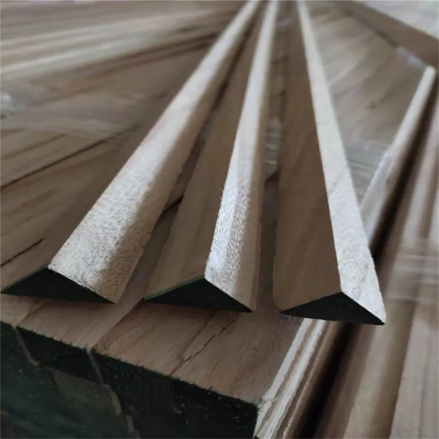 Customized Solid wood chamfer triangle square sticks, wooden triangular strip