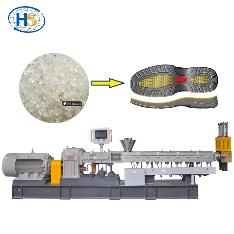 Haisi extrusion plastic tpr sole plastic granules making machine twin screw granulator