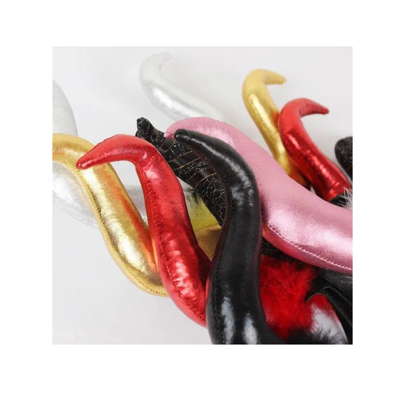 Оптовая продажа, недорогая повязка на голову с дьявольским Рогом, аксессуары для волос, повязка на голову из буйвола для Хэллоуина, аксессуары для волос