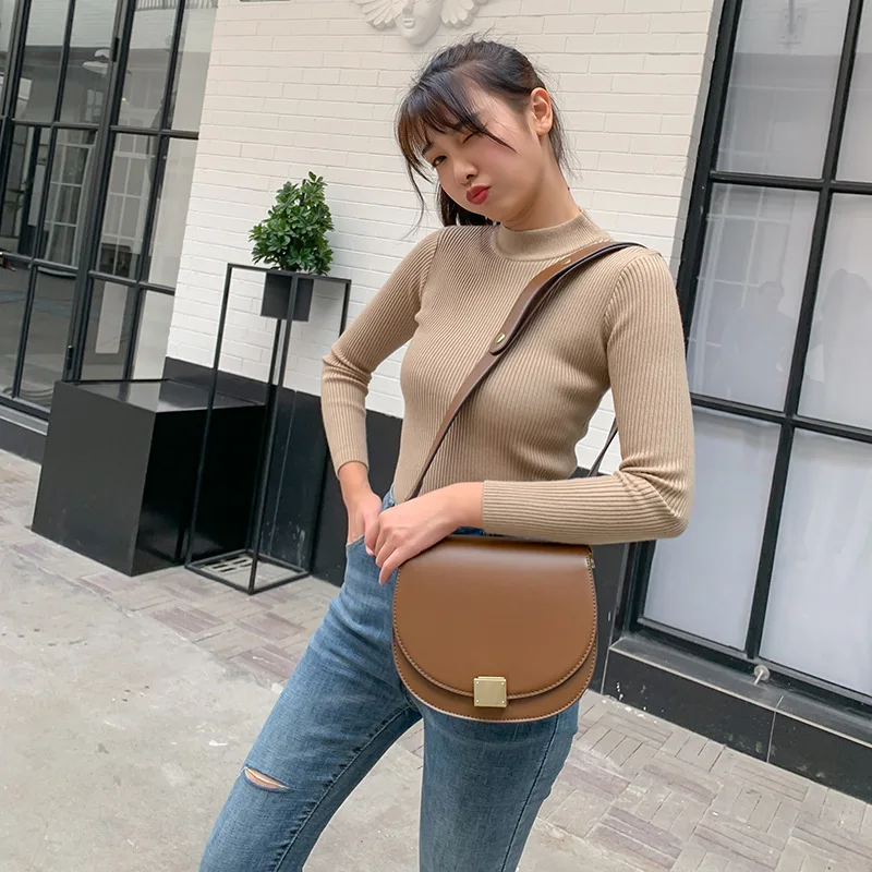 2020 new fashion casual saddle bags leather wide strap shoulder crossbody ladies bags 2020 custom pu sling bags for women girls