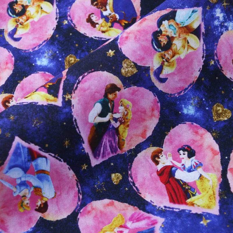 Colorful Princess heart print On Roll Bedding Use Textiles 100% Cotton Fabric