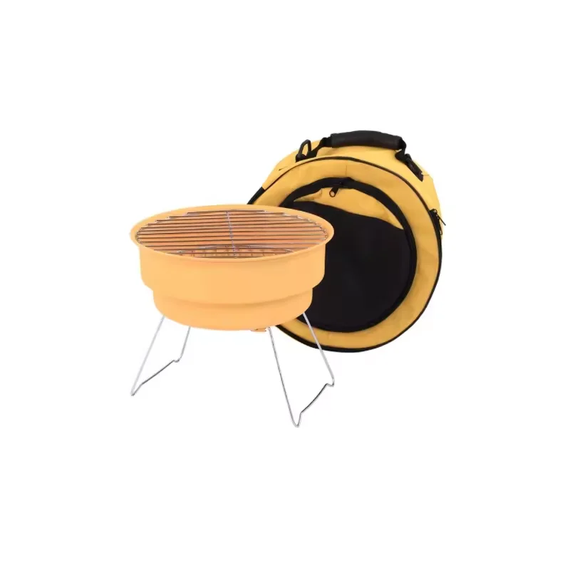 Wholesale fashion mini foldable stove round charcoal grill barbecue portable barbecue grill with cooler pack camping bbq grill