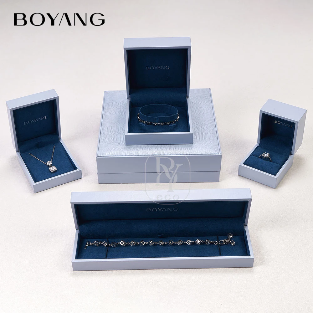 Custom Logo Necklaces Earring Bracelet Box Packaging PU Leather Jewelry Gift Boxes