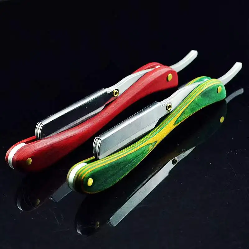 Barber Razor Private Label Wooden Handle Cut face Razor Replaceable Single Blade Barber Shaving Straight Razor