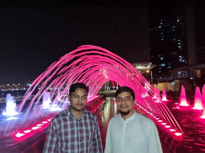 AWS Mysterious Interactive Music Fountain With DMX512 LED Light Flowing Laminar Jet Water Fountain