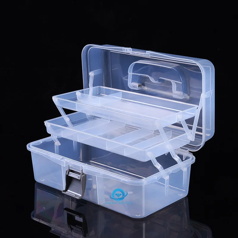 Transparent PP plastic toolbox three-layer portable hardware storage box household emergency medicine box